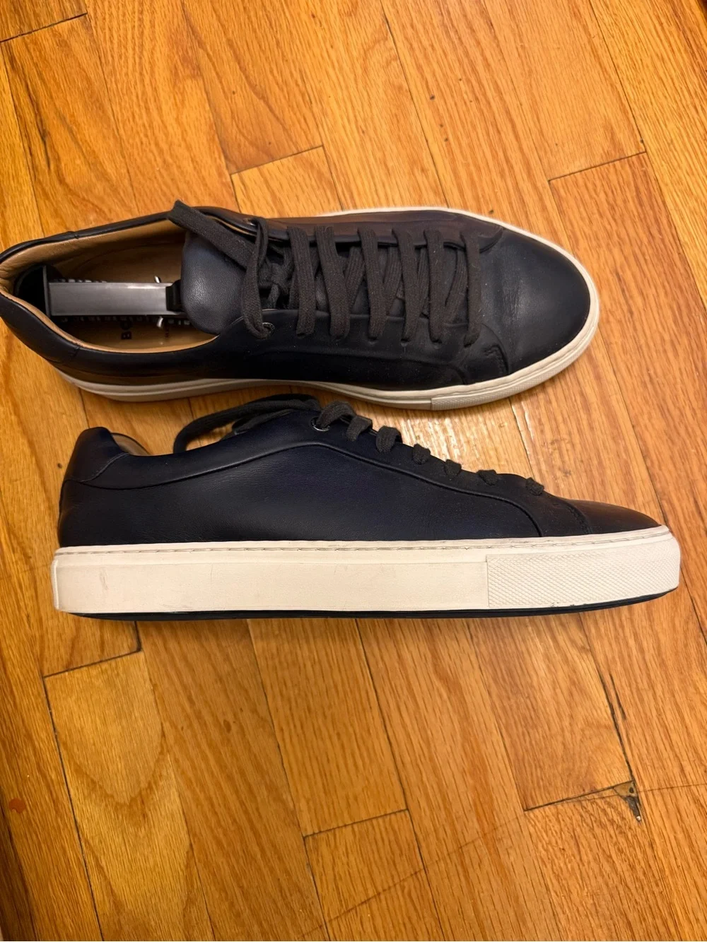 Hugo Boss Black Leather Low-Profile Sneakers with White Sole